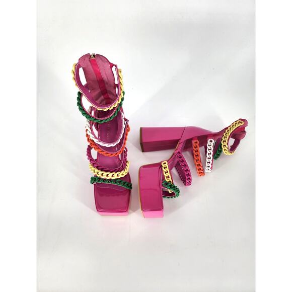Azalea Wang Pink Corrine Chain Link Platform Sandals Size 7 - Picture 12 of 16